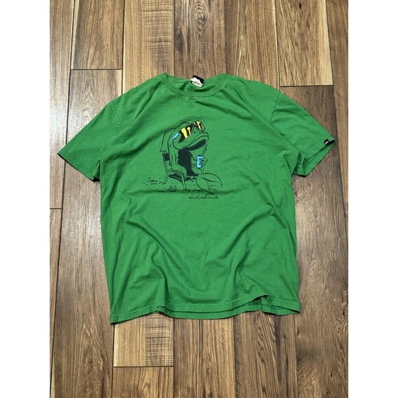 Vintage Y2K RARE Quiksilver Surfer Skater Fish Graphic T-Shirt Size XL Green 90s - Picture 1 of 7